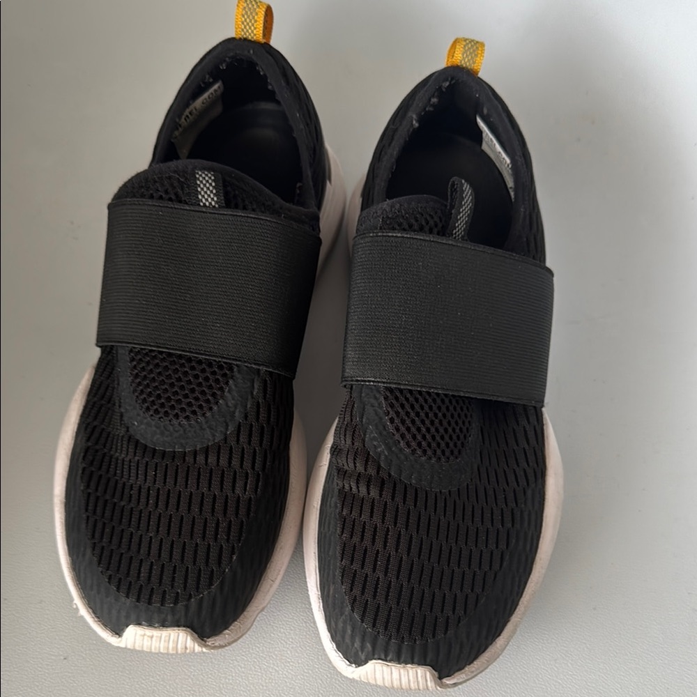 Sorel Black and Yellow Mesh Slip-On Shoes